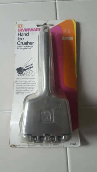 Vintage Aluminum Irvinware Hand Held Ice Crusher Kitchen Bar Tool Nip