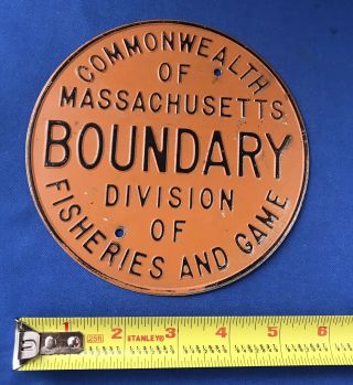 Vintage Commonwealth Of Massachusetts Boundary Division Sign