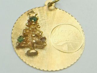 Estate 14kyg 0.  05ct Natural Emerald Ruby Garnet Christmas Tree Charm.  3.  5gm.