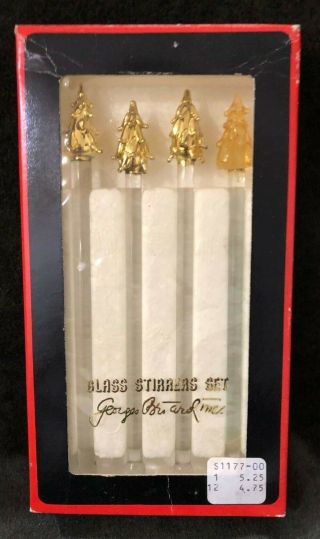 Georges Briard Gold Trees Swizzle/stir Sticks Set Of 4