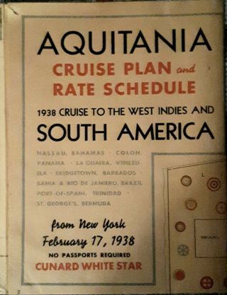 Vintage Cunard White Star Aquitania Deck Plans 1938