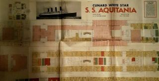 Vintage Cunard White Star Aquitania Deck Plans 1938 2