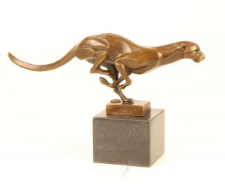 Sprinting Cheetah Pure Bronze Statue Wild Animal Figure Cat Hot Cast Sculpture