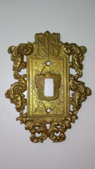 Virginia Metalcrafters 24 - 17 Brass Ornamental Single Light Switch Plate Cover,