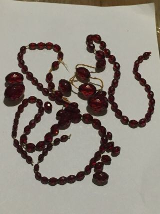 Vintage Cherry Amber Bakelite ? Or Plastic?beads Necklace 60g