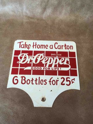 Vintage Take Home A Carton Of Dr Pepper Soda 2 Sided Rack Advertising Sign