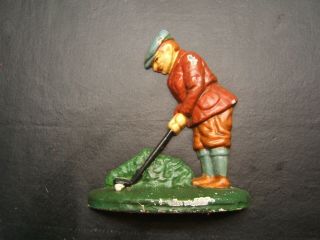 Vintage Antique Golfer Door Stop Or Bookend Playing Golf Heavy Cast Iron 7.  5 "