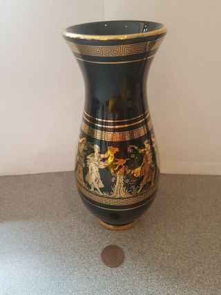 Vintage Fakiolas Large Vase Hand Made In Greece 24k Gold
