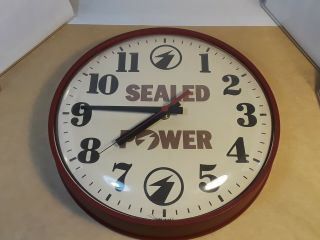 Vintage Power Piston Rings Shop Clock - Made In Usa - Plastic Face