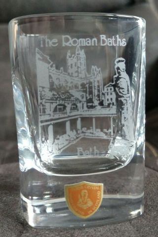 THE ROMAN BATHS BURNS CRYSTAL HAND CRAFTED IN SCOTLAND ETCHED SHOT GLASS RARE 2