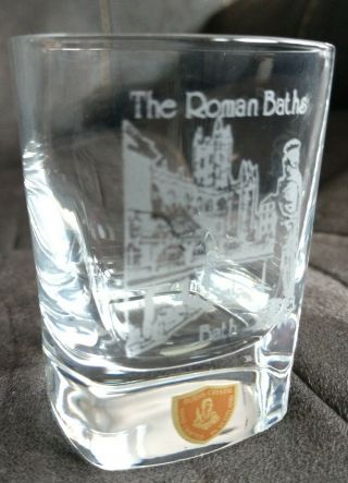 THE ROMAN BATHS BURNS CRYSTAL HAND CRAFTED IN SCOTLAND ETCHED SHOT GLASS RARE 3