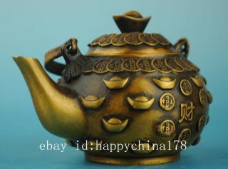 china copper Hand Made statue Sycee antique teapot /qianlong mark e01 2
