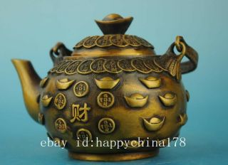 china copper Hand Made statue Sycee antique teapot /qianlong mark e01 3