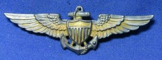Wwii 1/20 10k Gold On Sterling Navy Naval Aviator Pilot Wings Badge By H&h