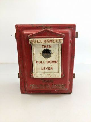 Vintage Red Gamewell Fire Alarm Pull Station Box Metal