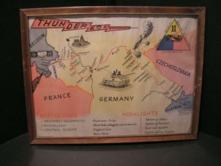 Ww2 Us Army 11th Armored Battalion Tank Co Map Of Battles & Dates - Thunderbolts