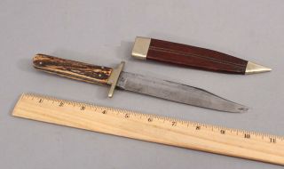 Vintage Standard Cutlery Sheffield Stag Handle Fixed Blade Bowie Hunting Knife