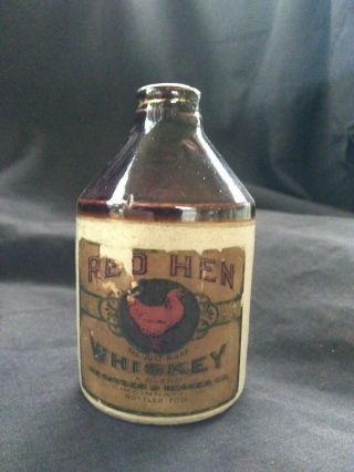 Stoneware Mini Jug Kayser & Hegner Co. ,  Cincinnati Oh Red Hen Whiskey