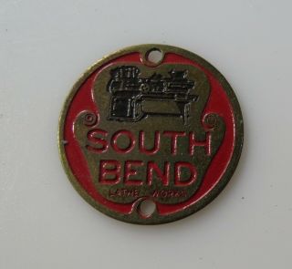 Vintage South Bend Lathe Nameplate Brass Shop round tag plate 3