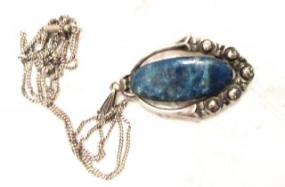 Vintage Pendant Blue Lapis Silver Early 1900 
