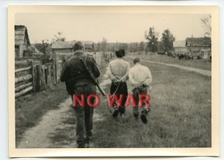 Wwii War Photo German Soldier W Arrested Partisans
