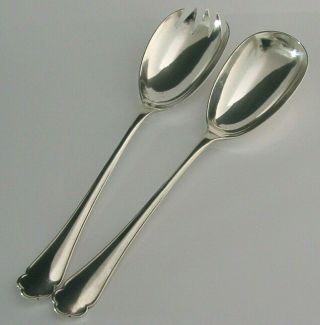 Heavy English Solid Sterling Silver Salad Servers 1926 Antique 189g