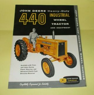 Vintage 1958 John Deere 440 H.  D.  Industrial Tractor Sales Brochure -