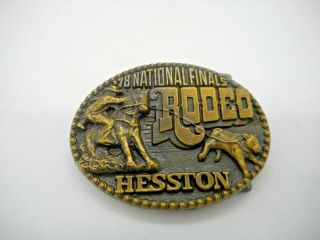 Vintage 1978 Hesston National Finals Rodeo Belt Buckle Western Brass