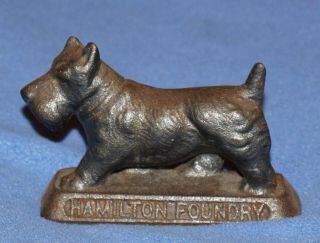 Vintage Cast Iron Advertising " Scottie Dog Paperweight " Hamilton Foundry Ohio