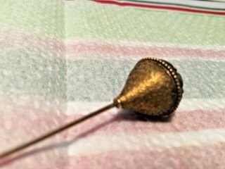 RARE Victorian SOLID 14k Yellow Gold Faceted Pearl Etruscan Revival Hatpin Pin 3
