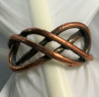 Vintage Hand Made Estate Solid Copper Twist Eternity Love Knot Band Ring Size 7