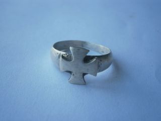 Silver Germany Officer Ring Ww2 German Jewerly Mark 800 Iron Cross Wwii