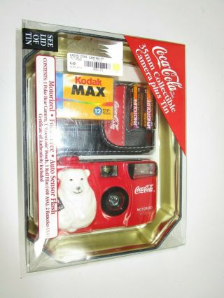 Very Rare Vintage Coca Cola 35mm Flash Camera Year 2000 With Tin Film Case