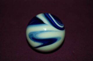 Vintage Blue White Marble Slag Glass Swirl Gear Shift Ball Shifter Knob Handle