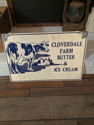 Vintage Metal Cloverdale Farm Butter & Ice Cream Sign