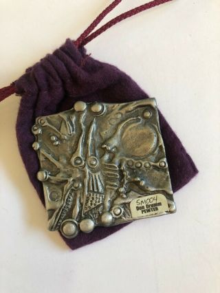 Cool Don Drumm Octopus Pewter Signed Handheld Mirror