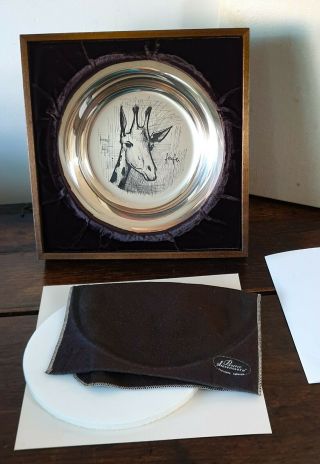Bernard Buffet Giraffe French Plate Solid Sterling Silver Case Frame Pouch Art