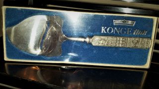 Vintage Konge Tinn Cheese Slicer Norway Vikings Pewter Handle Stainless Steel