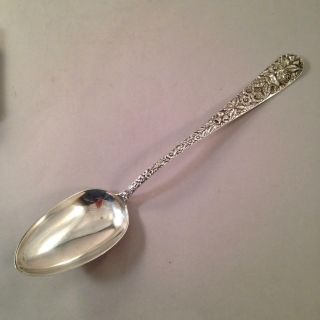 Antique S.  Kirk & Son Co Repousse Sterling 12” Stuffing Spoon