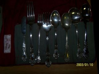 10 piece Alvin Chateau Rose Sterling Silver Flatware Spoon Fork Knife & 6 More 2