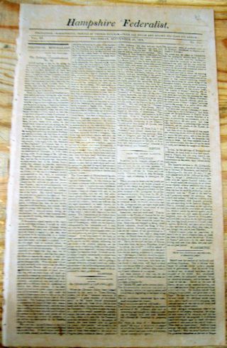 1808 Newspaper W Thomas Jefferson Letter Pre War Of 1812 British Trade Embargo