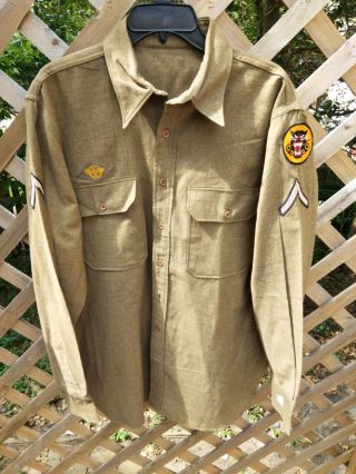 Us Ww2 Enlisted M1937 Wool Shirt With Tank Destroyer Patch