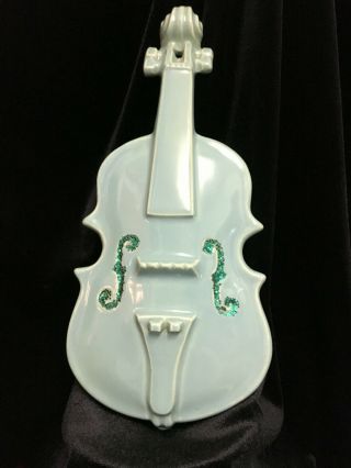 Vintage Mccoy Pottery Violin Wall Pocket,  Complete With Glitter Unique
