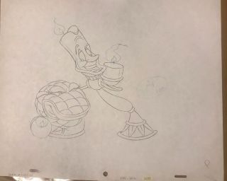 Walt Disney Beauty And The Beast Animation Production Cel Drawing Lumiere