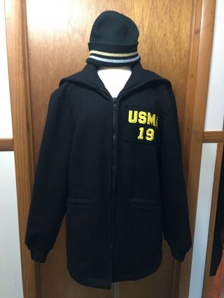 Usma West Point Cadet Military Army Black Wool Winter Coat Parka Jacket 40r Hat