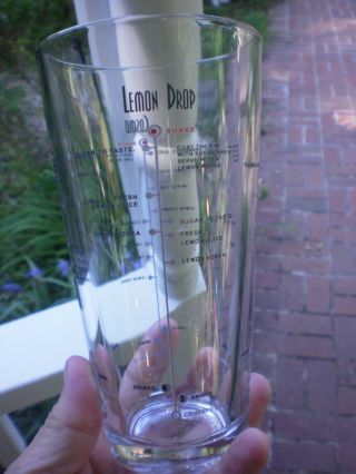 VINTAGE LIBBEY GLASS COCKTAIL MIXER LEMON DROP MARTINI COSMO MANHATTAN RECIPES 2
