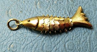 Vintage 14k Yellow Gold 3d Moveable Fish Charm