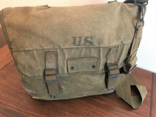 WWII US ARMY M1936 MUSETTE BAG & STRAP - PARATROOPER - ATLANTA PROD. 3