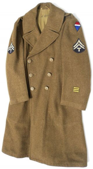 Orig Exc Ww2 Us Army Enlisted Mans Wool Overcoat 12th Army Group T5 38s 11/16/42