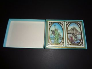 Vintage Tiffany Set Playing Cards Nyc Statue Of Liberty & Brooklyn Bridge